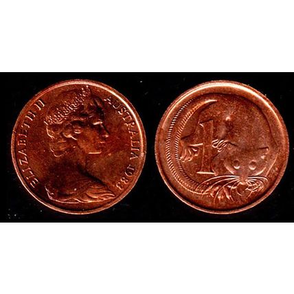 Australia One Cent 1983 Used Coin Possum Queen Elizabeth II 1c QE II