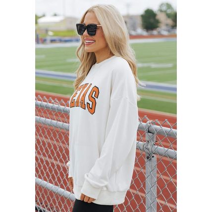 White TEXAS Graphic Drop Shoulder Crewneck Sweatshirt