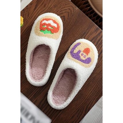 White Halloween Pumpkin Plush Winter Home Slippers
