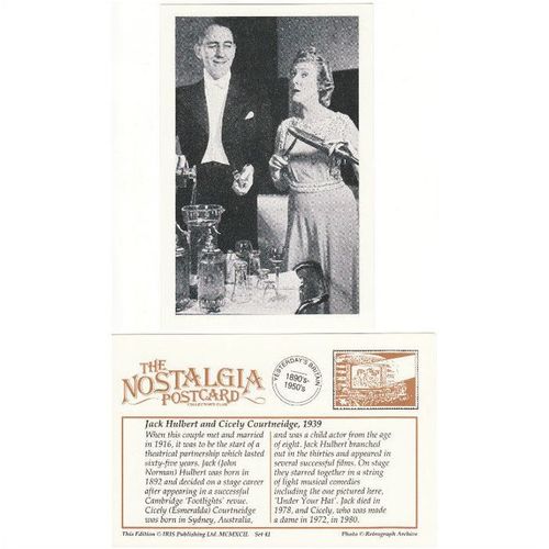 Postcard Jack Hulbert & Cicely Courtneidge Stage Actors Film Star 1939 Nostalgia