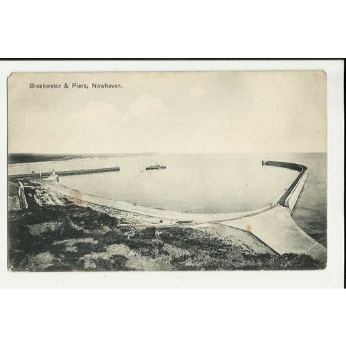 Sussex NEWHAVEN Breakwater & Piers Postcard by Arrow Series