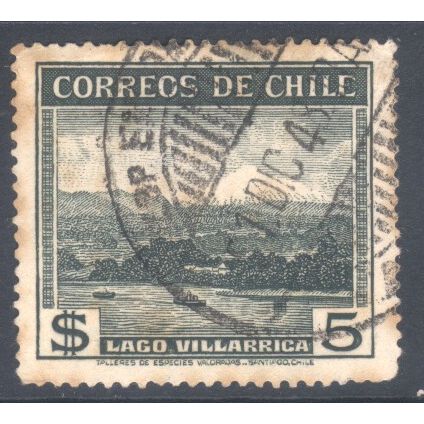 Chile 1938 - SG278 - 5p green - Lake Villarraca - used