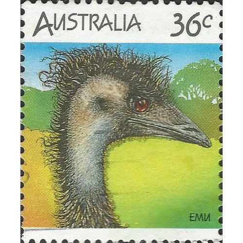 AUSTRALIA, BIRDS, Emu, Dromaius novaehollandiae, green 1986, 36c