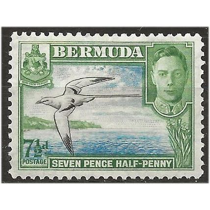 Bermuda 1941 SG114b 7 1/2d Black, Blue & Bright Green Mounted Mint . .. .
