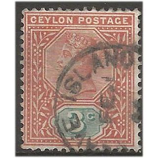 Ceylon 1893 SG245 3c Terracotta & Blue-Green Scarce SLAVE ISLAND CDS F/U . .. .