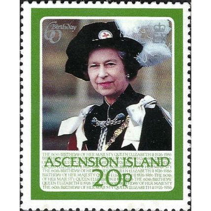 ASCENSION, Queen Elizabeth II, Garter ceremony, green 1986, 15p
