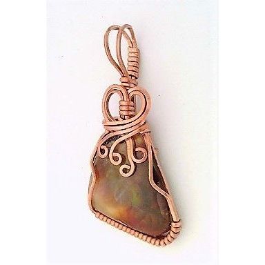 Fire Agate Copper Wire Wrap Gemstone Pendant 2