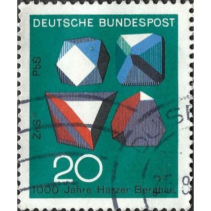 GERMANY, Mineral metal sulphides, blue-green 1968, 20pf, #5