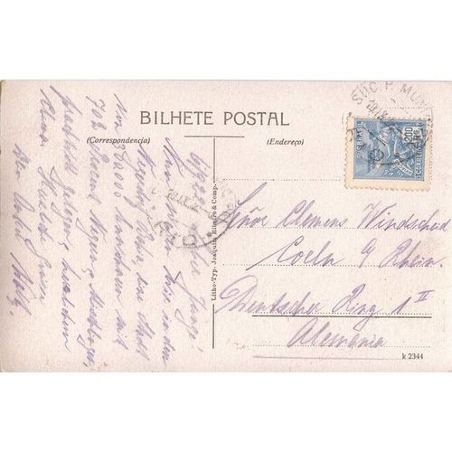 BRAZIL CAES DO PORTO E MERCADO BAHIA REAL PHOTO POSTCARD 200r BLUE 1922 USED