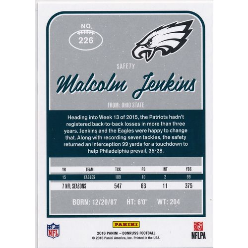 2016 Donruss Football 226 Malcolm Jenkins Philadelphia Eagles