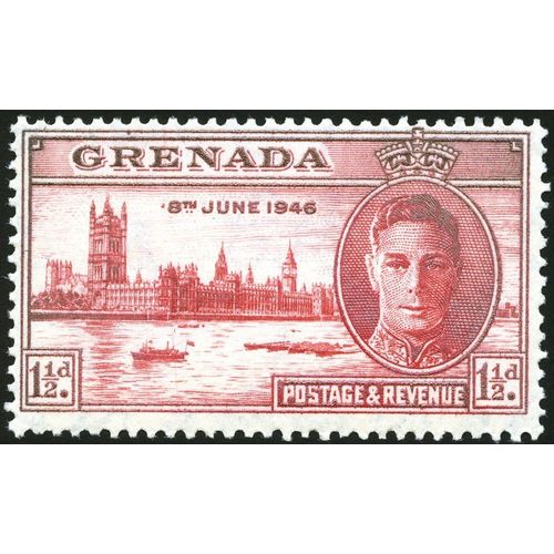 Grenada KGVI 1946 Victory Peace 1½d Carmine Unmounted Mint NHM SG164 Sc143 stamp