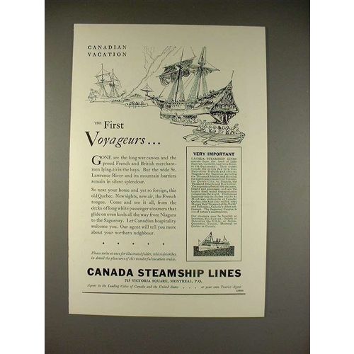 1930 Canada Steamship Lines Ad - First Voyageurs