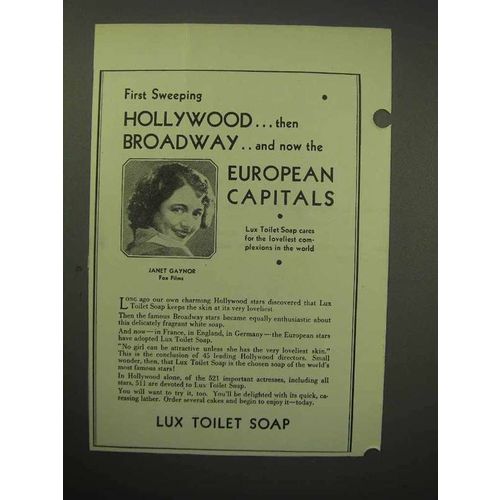 1930 Lux Toilet Soap Ad - Janet Gaynor