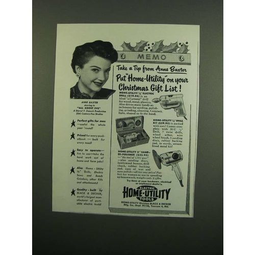 1950 Black & Decker Home-Utility Tools Ad - Tip From Anne Baxter