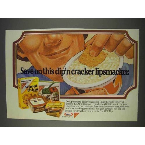 1982 Nabisco Wheat, Vegetable Thins & Kraft Dips Ad