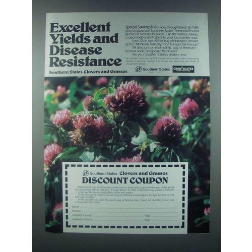 1985 Southern States Clovers and Grasses Ad - Yields