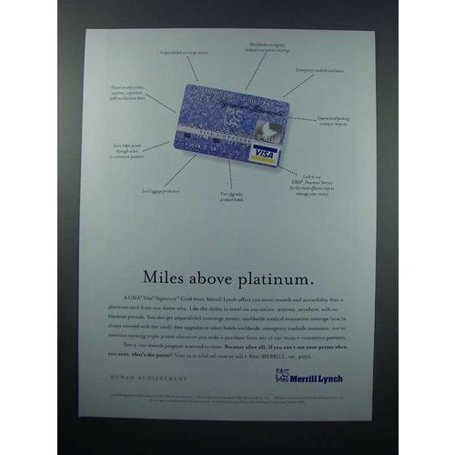 1999 Merrill Lynch VISA Credit Card Ad - Miles Above