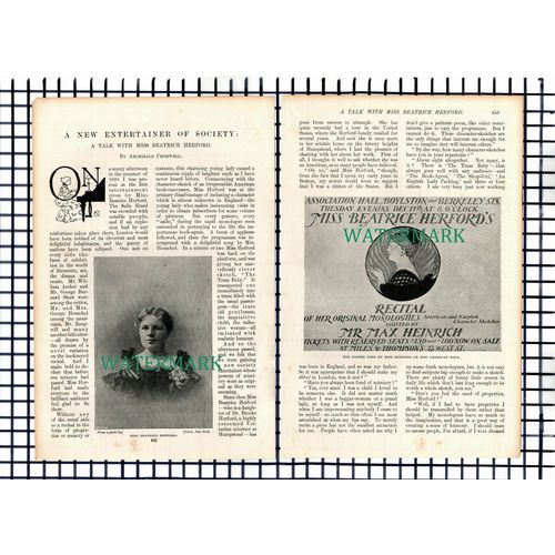 (7943) Miss Beatrice Herford - c.1900 Article