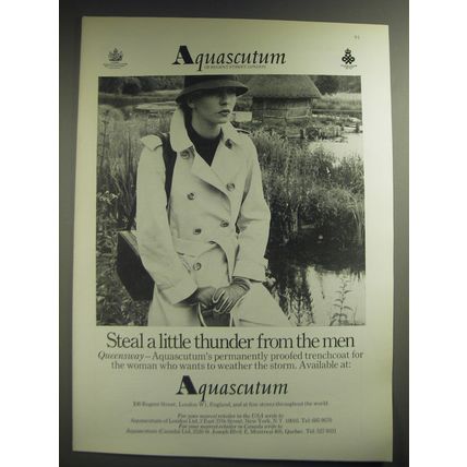 1974 Aquascutum Queensway Trenchcoat Ad - Steal a little thunder from the men