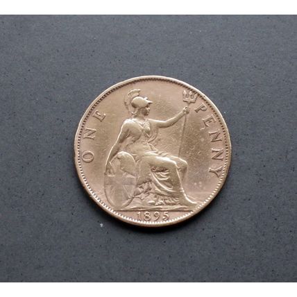 1895 Queen Victoria Great Britain Bronze One Penny Veiled Head