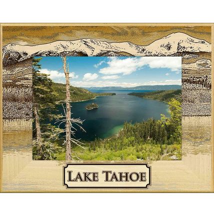Lake Tahoe Laser Engraved Wood Picture Frame Landscape (4 x 6)