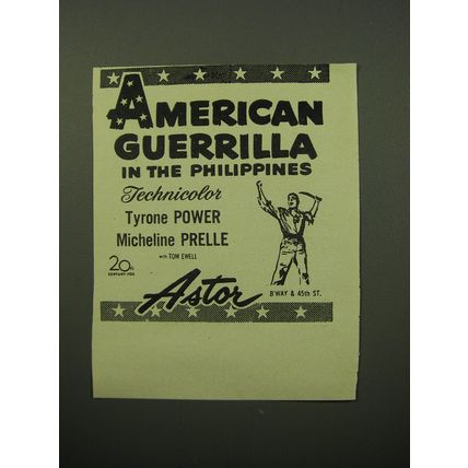 1950 American Guerrilla in the Philippines Movie Advertisement