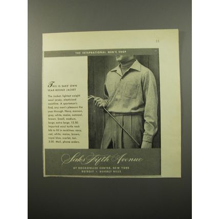 1950 Saks Fifth Avenue Jacket Ad - This is SAKS' own year-round jacket