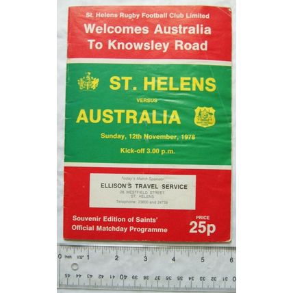 1978 programme St. Helens v. Australia