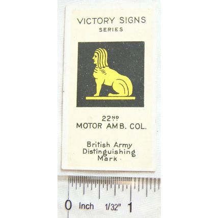 1928 Morris's card Victory Signs 45 22nd Motor Ambulance Column