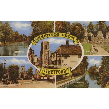 Greetings From Thetford Norfolk 1960s Postcard