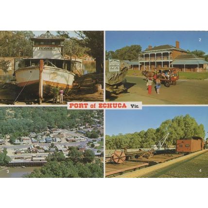 Port Of Echuca Victoria Bridge Hotel Railway Station Australia Postcard