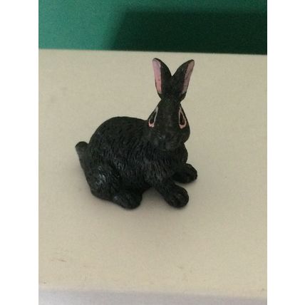 Rabbit Black - Head Turned 1:12th Dolls House Miniature