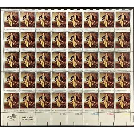 Washington At Princeton Full Sheet of 40 - 13 Cent Stamps Scott 1704