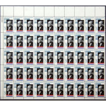 Adlai Stevenson Sheet of 50 x 5 Cent US Postage Stamps Scott 1275