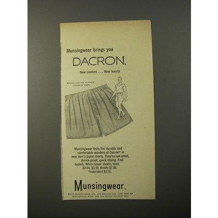 1954 Munsingwear Boxer Shorts Ad - Munsingwear brings you Dacron.