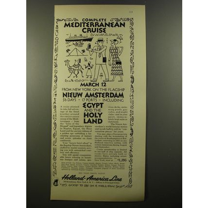 1954 Holland-America Line Cruise Ad - Complete Mediterranean Cruise