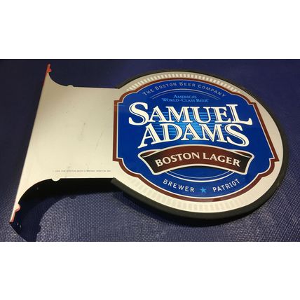 Samuel Adams 2-Sided Beer Sign 18x14 metal pole mount round boston lager light