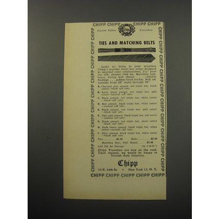 1955 Chipp Ties and Belts Advertisement
