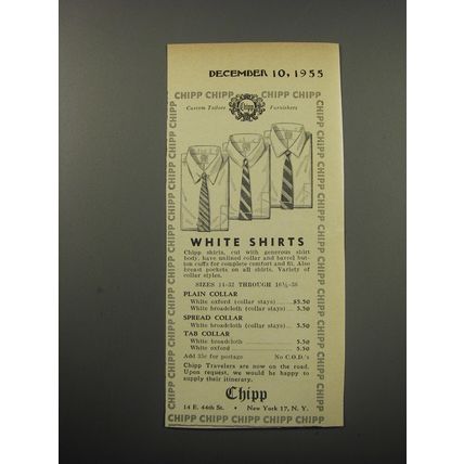 1955 Chipp White Shirts Advertisement