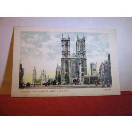 WESTMINSTER ABBEY and BIG BEN, LONDON unused antique postcard #