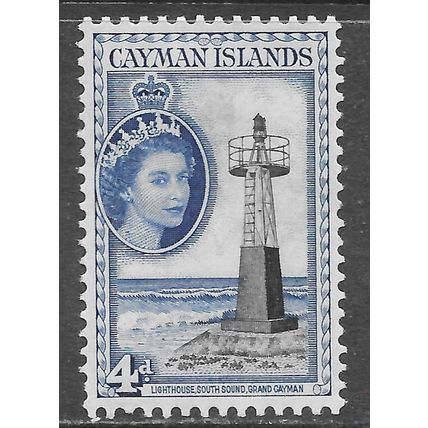 CAYMAN ISLANDS 1953 QE2 LIGHTHOUSE SOUTH SOUND GRAND MINT MH thin