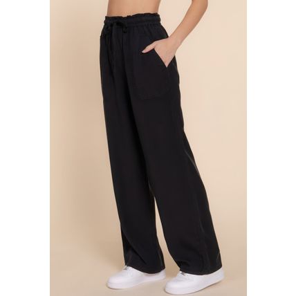 Elastic Waist Tencel Long Pants