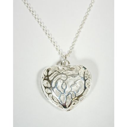 Brown Owl Chakra Beads Antique Silver Heart Silver Heart Pendant Necklace