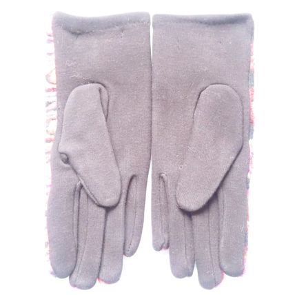 Ladies Pink Swirls Gloves with Black Buttons & Back Christmas Gift