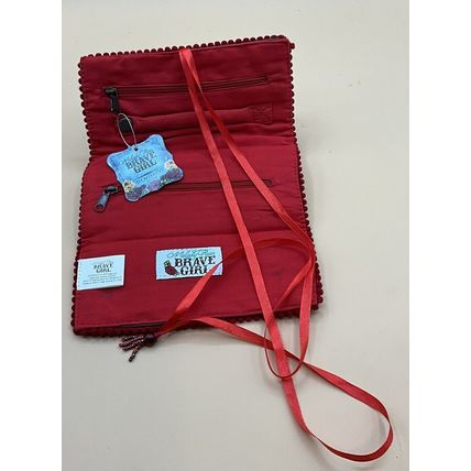 A Cute Melody Ross Brave Girl Embroidered Flower Travel Pouch Jewelry Roll Bag