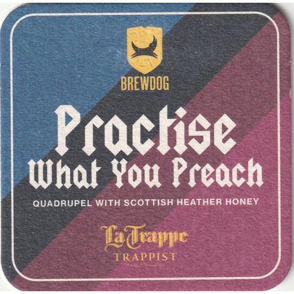BEER MAT - BREWDOG - PRACTICE WHAT YOU PREACH - (Cat No 114) - (2022)