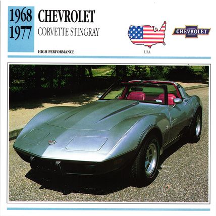 Collectors Club card. Classic Cars. Chevrolet Corvette Stingray
