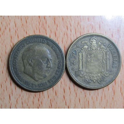 Spain 1954 Franco 1953-54* 2`50 Peseta Coin