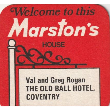 BEER MAT - MARSTONS BREWERY - THE OLD BALL HOTEL, COVENTRY - (Cat No 185)-(1979)