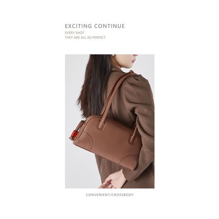 Genuine Leather Women Shoulder Handbag Ladies Crossbody Purse Brown